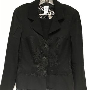 Retro Powerline brand black dressy suit with lace trim